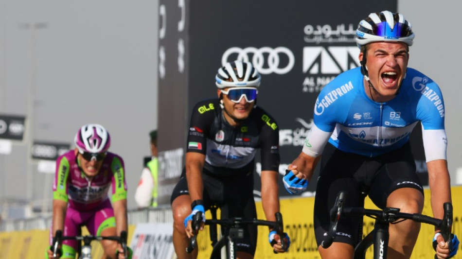 Russian team's Czech teenager wins stage six of UAE Tour